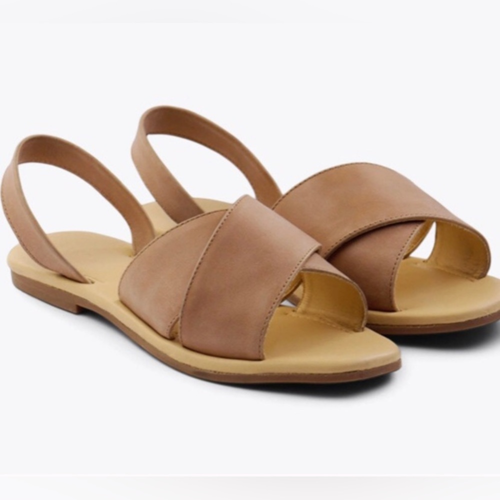 Nisolo All day Cross Strap almond leather sling back sandals size 9 womens